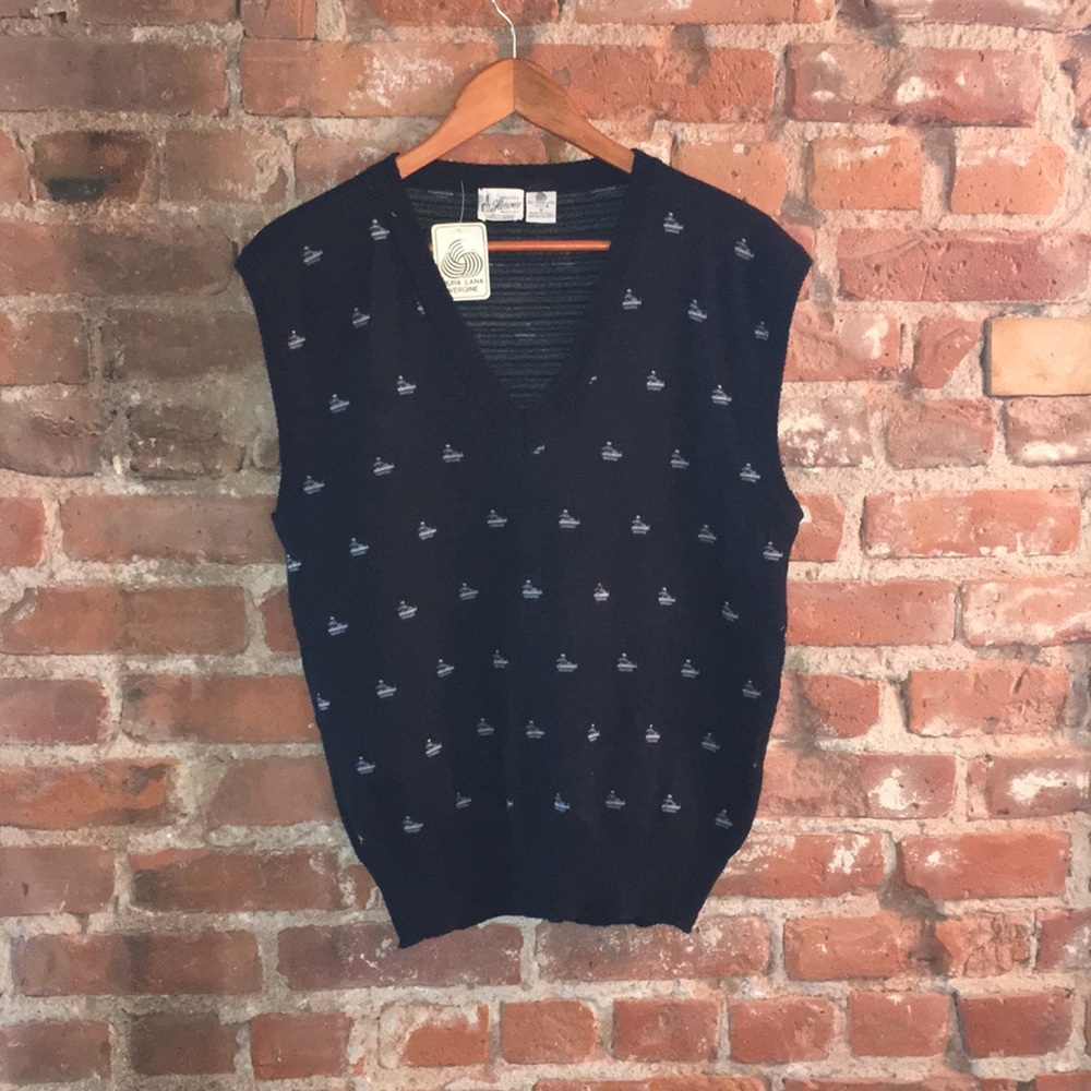 Navy Blue Italian Wool Sweater Vest